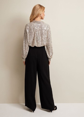 Phase Eight Florentine Wide Legs Trousers Black Canada | UGFSKW-964